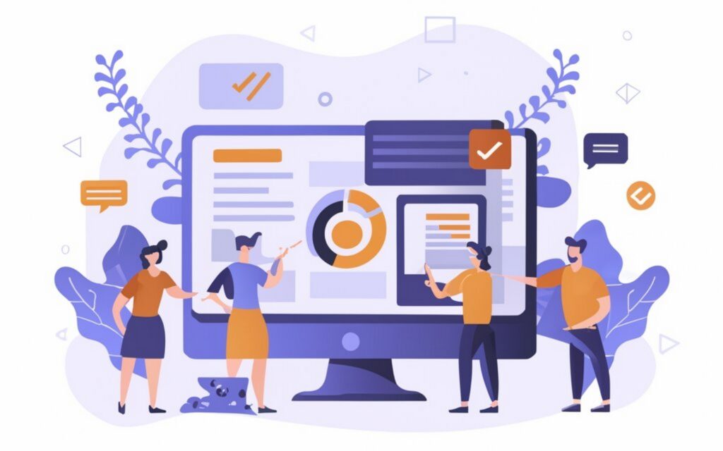 erp enterprise resource planning concept company productivity improvement illustration website